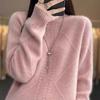 Women's Cashmere Clothing Solid Color Woven Casual Tops Female Fall Winter Sweaters Pure Wool Half-neck Pullover Jumpers