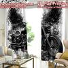 2D FLAT PRINTING 2pcs Curtains (Without Rod) Motorcycle with Black Popular Curtain Yarn Curtains Ramadan Perfect for Bedroom,