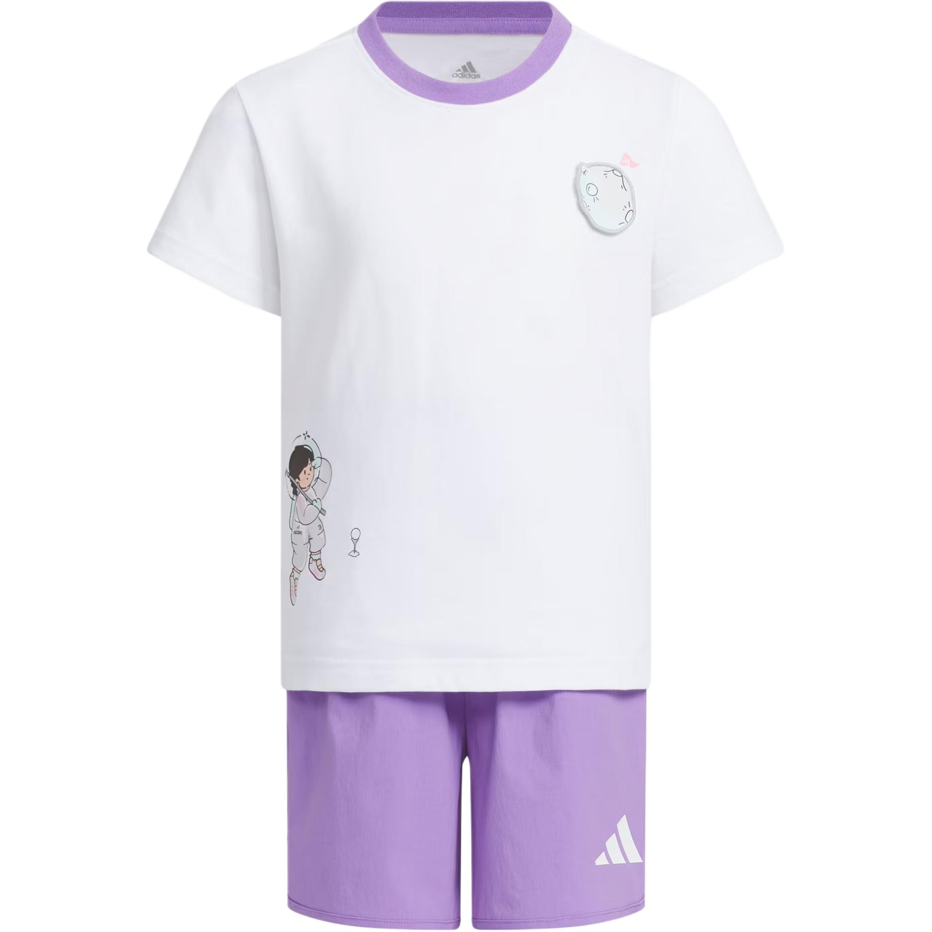 Adidas Casual Sportswear Set White/Fusion Violet Children Aged 3 7 Years Old JM7977 104