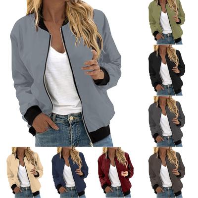 Women's Outerwear Long Sleeve Casual Zipper Tops Cardigan Shirt Slim Jacket For Women