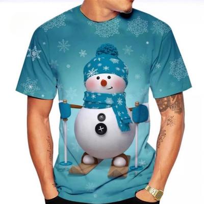Leuk 3D-geprint kerstpatroon Heren modieus casual T-shirt met korte mouwen en ronde hals