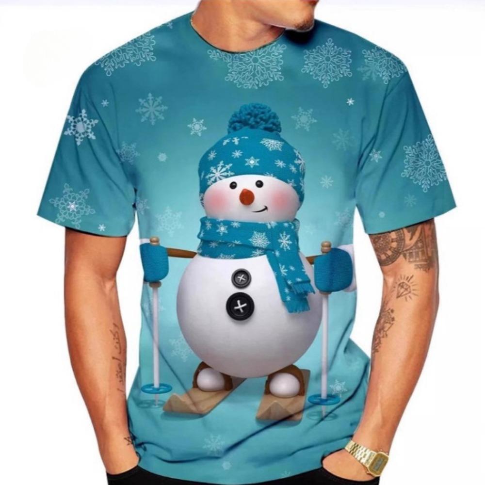 

Cute 3D Printed Christmas Pattern Men s Fashionable Casual Short Sleeved Round Neck T-shirt XS