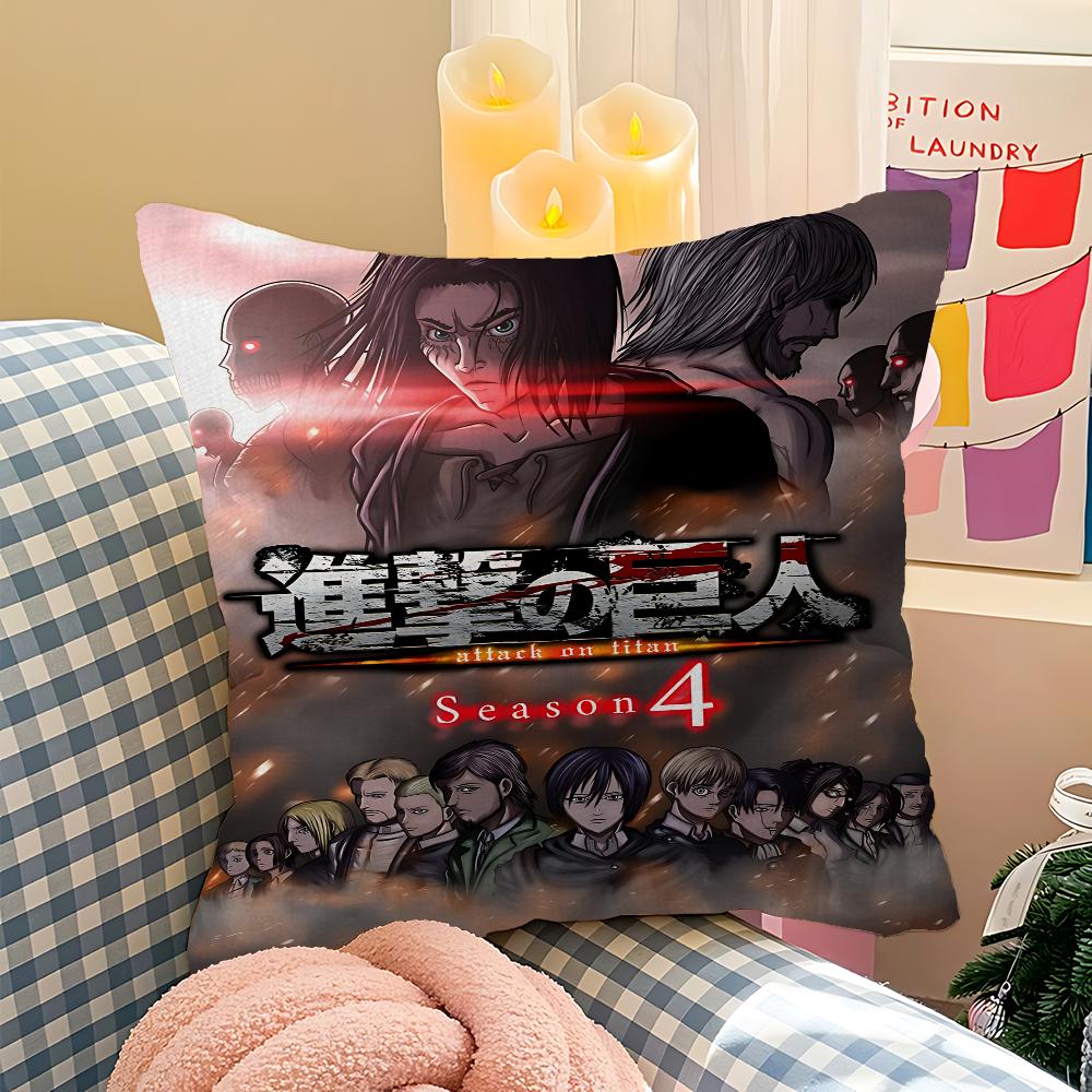 Anime A-Attack On T-Titan Cushion Cover Car Throw Pillow Case For Sofa Car Christmas Gift 40x40cm 45x45cm