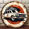 Wall Decor Ghostbusters Ecto Car Vintage Metal Sign Retro Aluminum Round Wall Art Iconic Movie Vehicle Decor