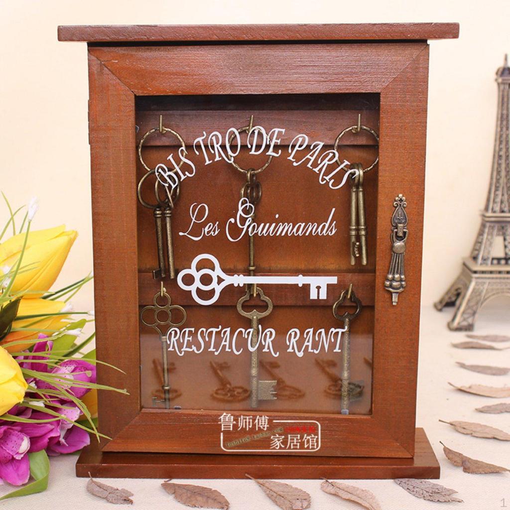 mountMounted Key Cabinet Vintage Aesthetic House Decoration Rustic Design Household Storage