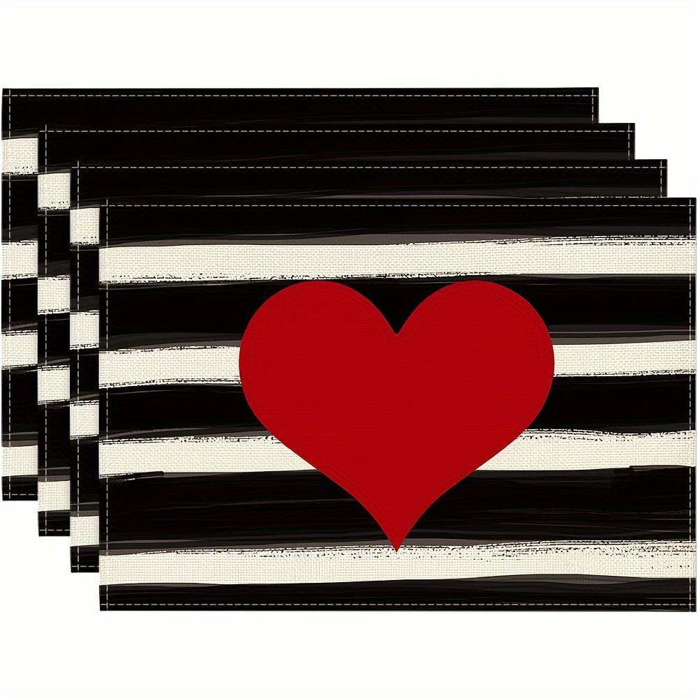 1PC Valentine'S Day Heart Placemats,Stripes Design, Hand Wash Only, for Dining & Kitchen Decor