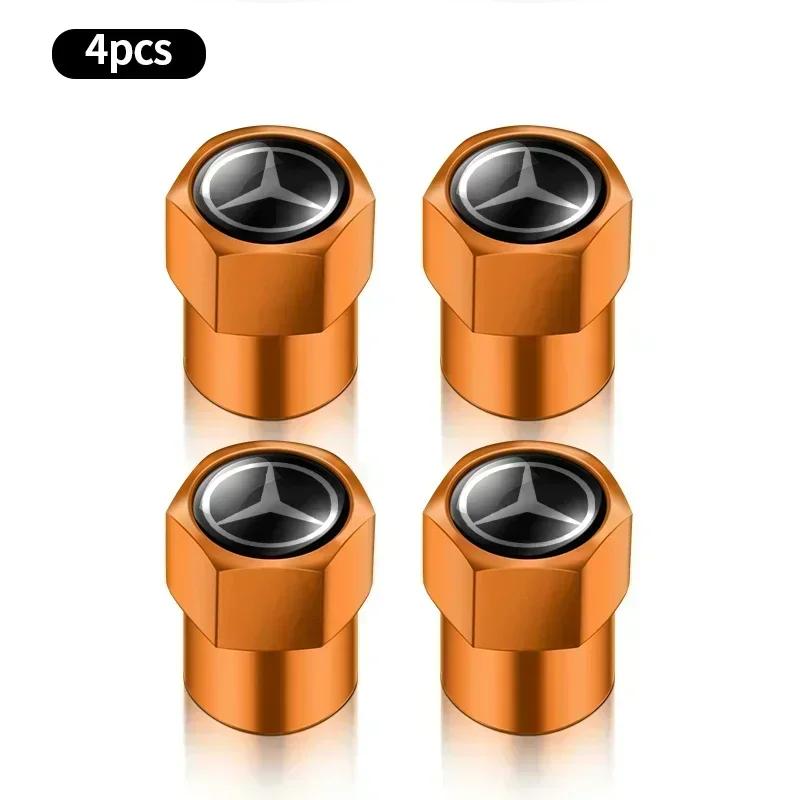 CDR4   4pcs Car Tire Valve Caps Emblem metal Cap Case For Mercedes Benz AMG W203 W204 W222 W221 W253 W205 W166 W167 W176 W207 W117 W210
