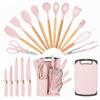 19pcs Premium Silicone Kitchen Utensil & Knife Set - Heat-Resistant, Non-Stick Safe Cooking Tools With Wooden Handles & Chef Knives