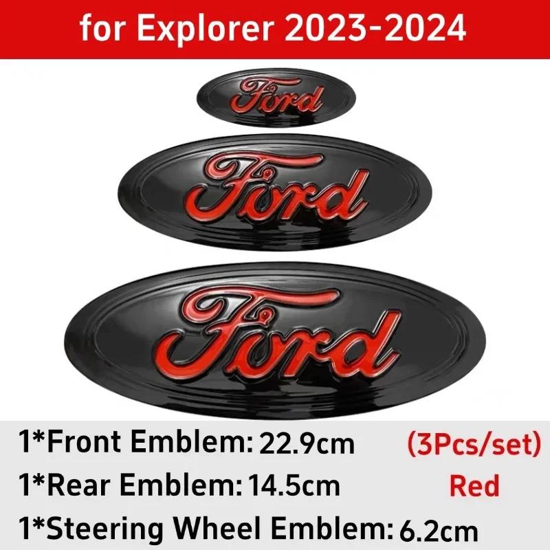 Metal Car Front Rear Steering Wheel Cover Badge Sticker for Ford Explorer Escape ST Kuga Mondeo Focus Edge Focus Taurus Equator
