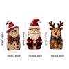 3-Piece Vintage Christmas Wooden Ornament Set Santa Reindeer Cat Festive Tabletop Decor