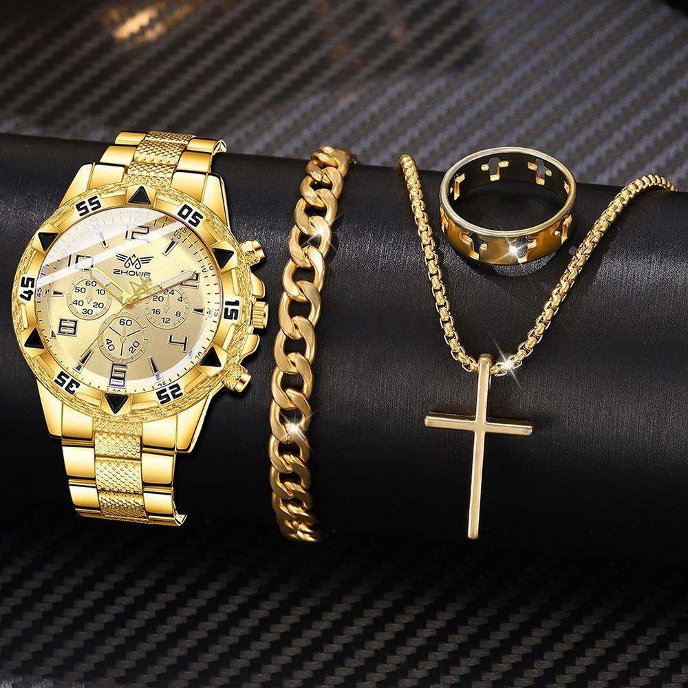 Men's Watch Blu-ray Glass Quartz Watch Classic Watch False Three-eye Digital Alloy Watch