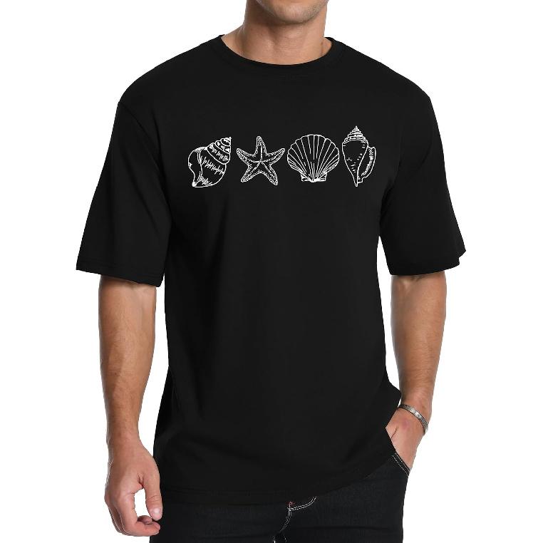 Aiyino Men's Seashell Beach Starfish Coastal 100% Cotton Graphic Tee
