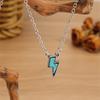 Unique Minimalist Style Turquoise Lightning Pendant Necklace Creative Jewelry Accessory Perfect Gift for Women
