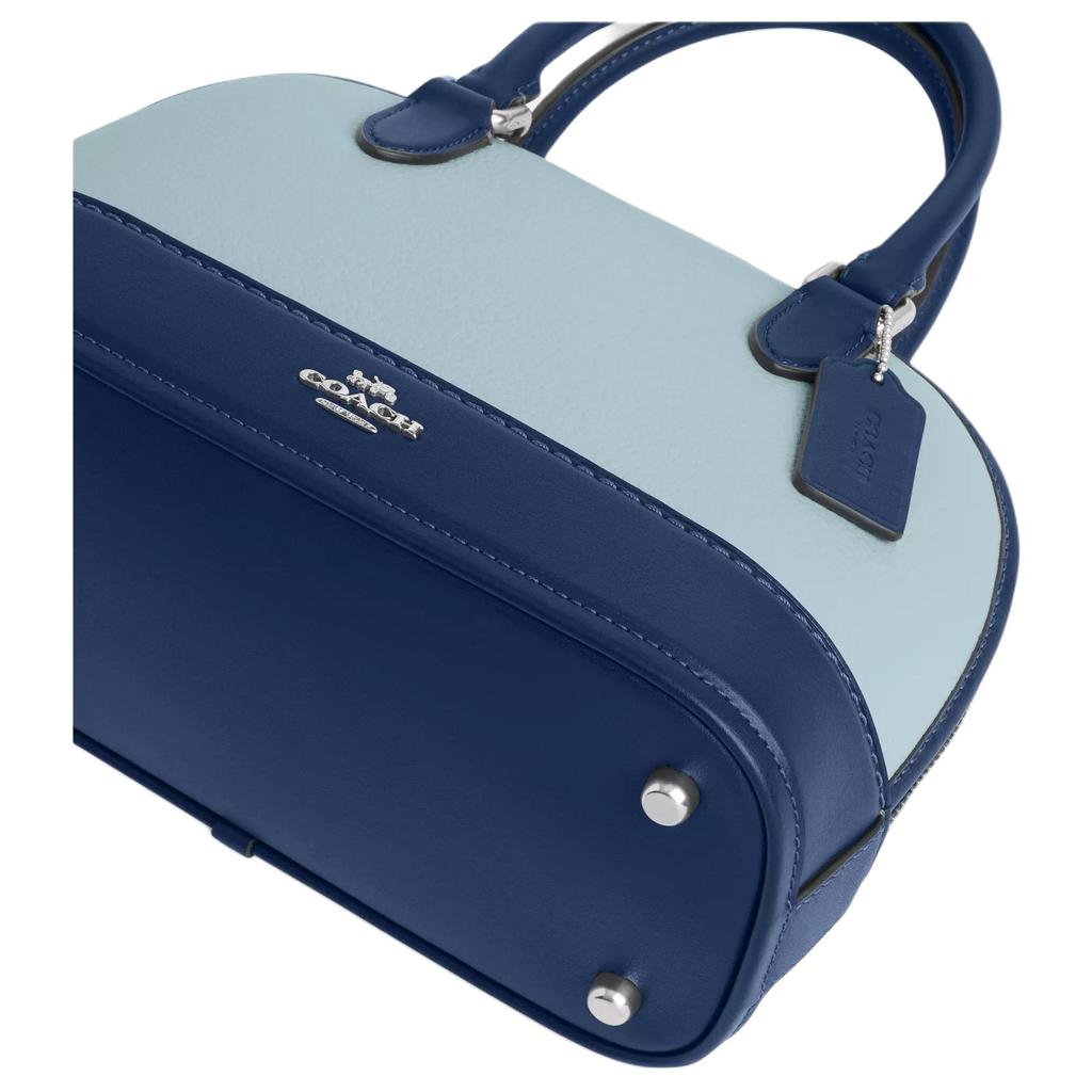 Coach Sabrina 25 Logo Leather Tote Bag Medium Light Blue And Dark Blue Women Tote Bag CAM56-SVXUS
