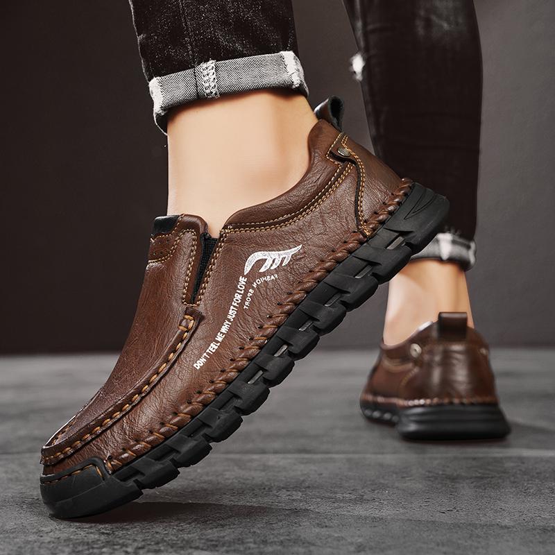 Fashion 2024 New Mens Slip on Loafers Genuine Leather Men Casual Shoes Non-slip Business Office Footwear High Quality Men's Driving Shoe