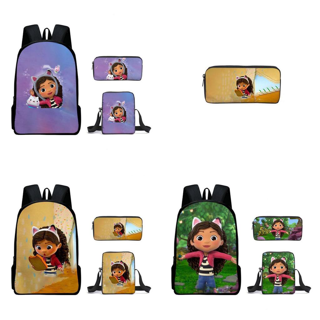 Gabby's Dollhouse Backpack Featuring Stylish Cartoon Design And Adjustable Shoulder Straps For Students
