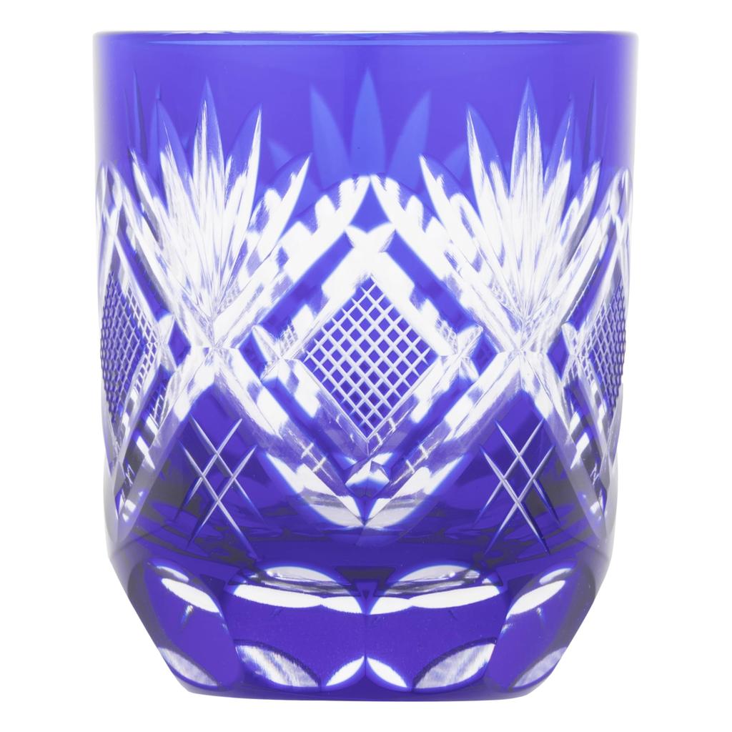 [Authentic Product] Tajima Glass "Edo Kiriko" Sake Cup (Guinomi) - Approx. 5cm Diameter X 6cm Height, Approx. 70ml Capacity, Nanako Pattern, Lapis Laz