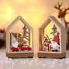 Luminous Wooden Christmas Decor: Small Forest House & Window Scene