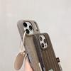 Korea ISN Simple Striped Plush Phone Case for iPhone 17 16 Pro 15 14 Pro Max 13 Cover with Lanyard Fashion Protection Funda Case