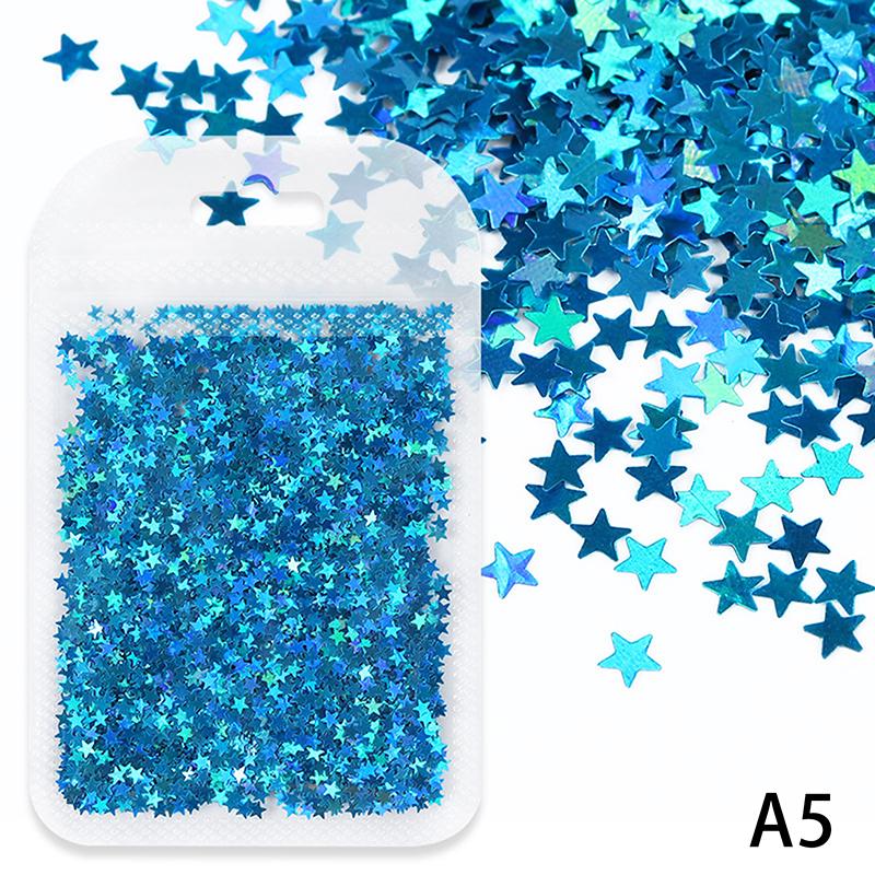 3mm Star Shaped Holographic Nail Glitter Mix Laser Nail Charm Colourful Bling Decoration Accessories for Nail Art