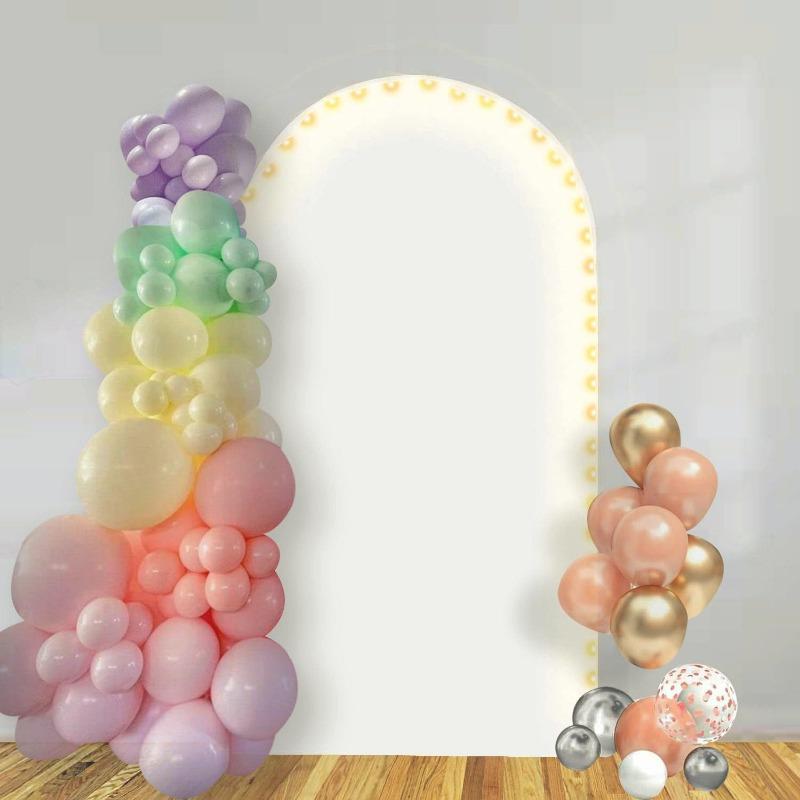 Wedding Arch Cover Pink Spandex with Lights U Top Backdrop Stand for Photographic Background Birthday Party Decoration