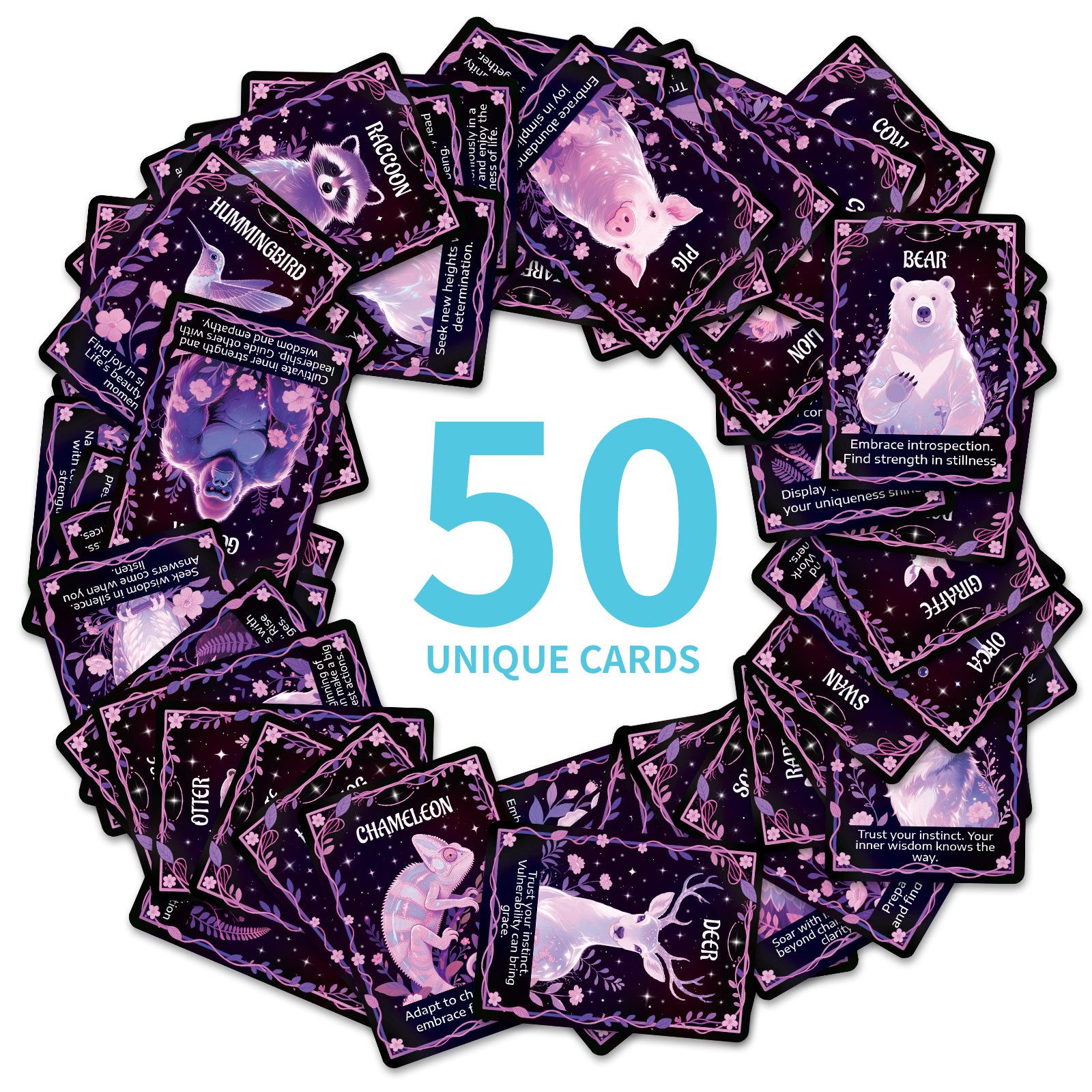 

50 Фиолетовых Карточек с Текстом Животных с Креативными и Интересными Ответами One Size