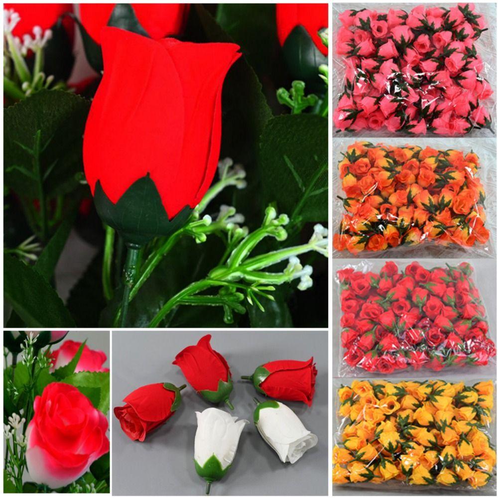 100PCS/bag 3.5*5cm Artificial Bud Flower 10 Colors Christmas Decorative Wreaths Brooch Home Decor