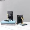 Golden Golf Player Sculpture Abstract Ornaments Crystal Base Desk Decoration Library Bookshelves Bookend Room Aesthetic Decor