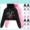 Women Tok Tik Short Pullover Hoodie Spring Autumn Sweatshirt Jumper Crop Tops