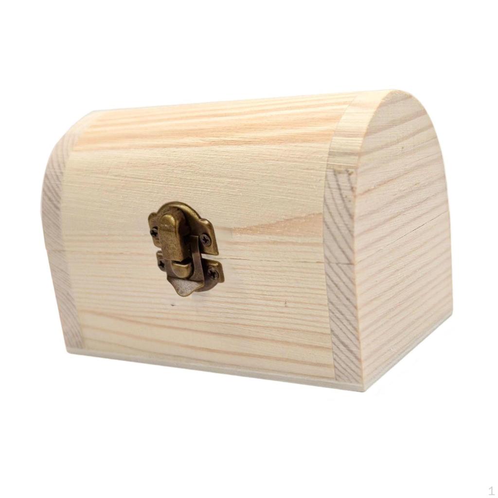 Scatola di Legno Grezzo Portagioie Decorativo Porta Ricordi Cassa del Tesoro di Legno Non Dipinto per