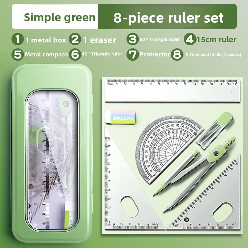 

Myopia-Prevent 8-Piece Measuring Set Compass Ruler for Accurate Angle Measure Student Homework Drawing Office Design Stationery