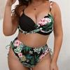 Dames Grote Maat Losse Bikini Met Digitale Kleine En Frisse Print Harde Badpak Voor Dames.