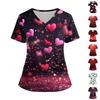 Damenmode V-Ausschnitt Kurzarm Overalls mit Taschen Print Tops Kleidung