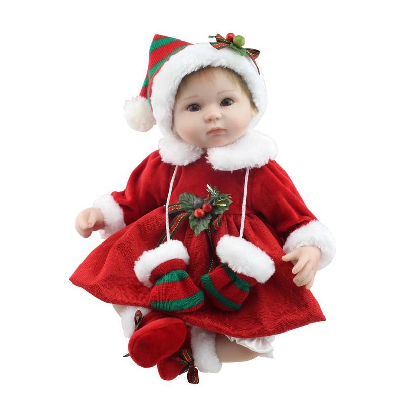 Charming Vinyl Silicone 16'' Lifelike Reborn Doll Baby With Festive Christmas Outfit