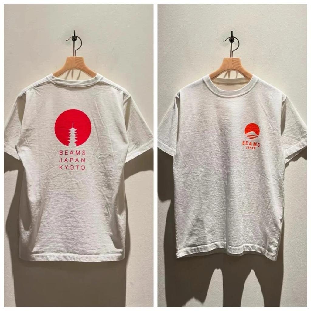 BEAMS JAPAN KYOTO PRINT T-SHIRTS Mt. Fuji 25SS Short-sleeved T-shirt with Small Red Rope Sevenfold Short Sleeve Tee Shirt