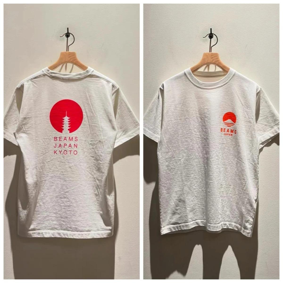 

BEAMS JAPAN KYOTO PRINT T-SHIRTS Mt. Fuji 25SS Short-sleeved T-shirt with Small Red Rope Sevenfold Short Sleeve Tee Shirt S