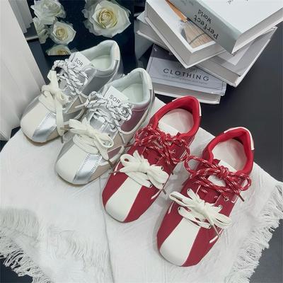 Retro Fashion Ballet Women's Autumn Double Lace-up Color Matching Versatile Sports and Leisure Shoes