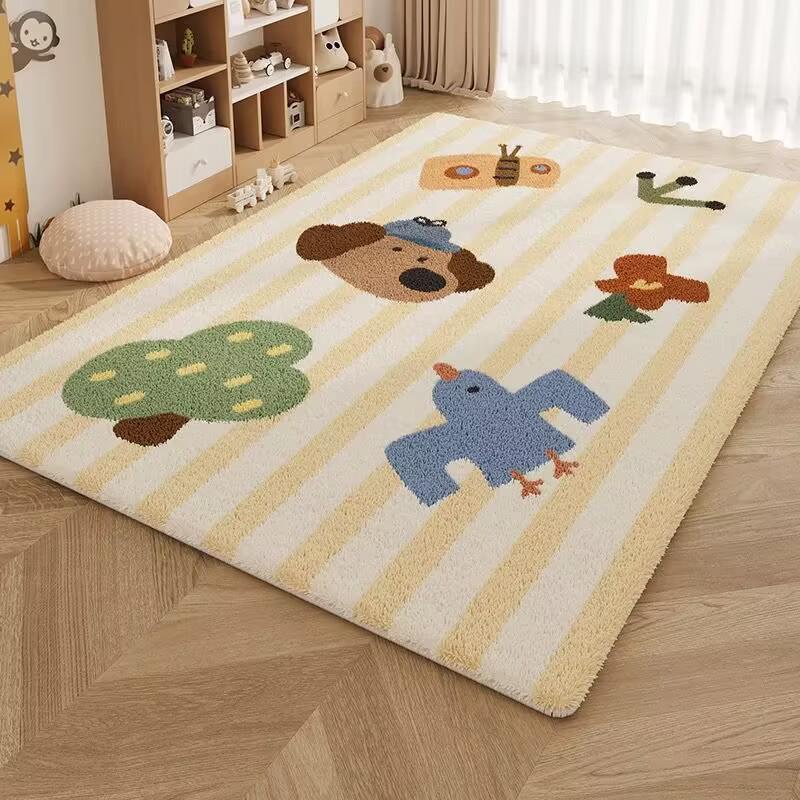 Cartoon Style Cute Puppy Non-slip Stain-resistant Large Area Rug for Living Room and Bedroom