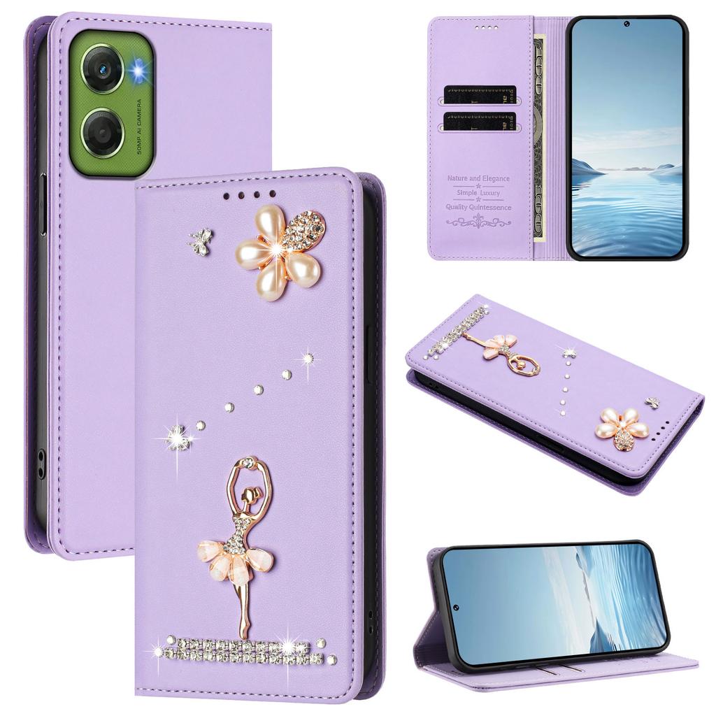 Diamantové Roztomilé Karty Peněženka na Zip Kožené Pouzdro na Telefon Pro Motorola G06 G75 G55 G35 Edge 60 Pro 60 Fusion Flip Pouzdro Kryt s Stojánkem