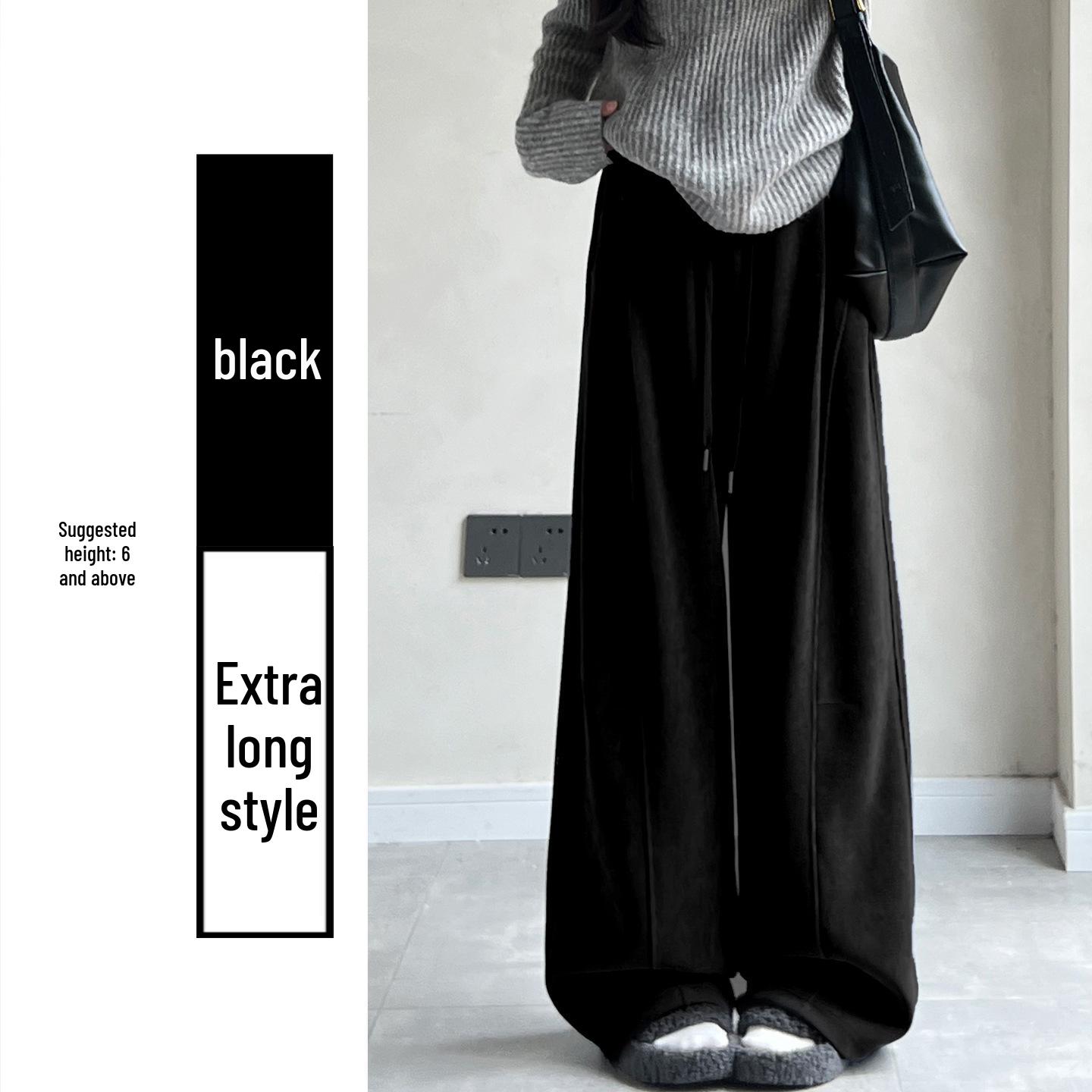 Women s High-Waisted Gray Corduroy Wide-Leg Pants - Autumn/Winter Plus Velvet Thickened Long-Leg Sports Sweatpants S