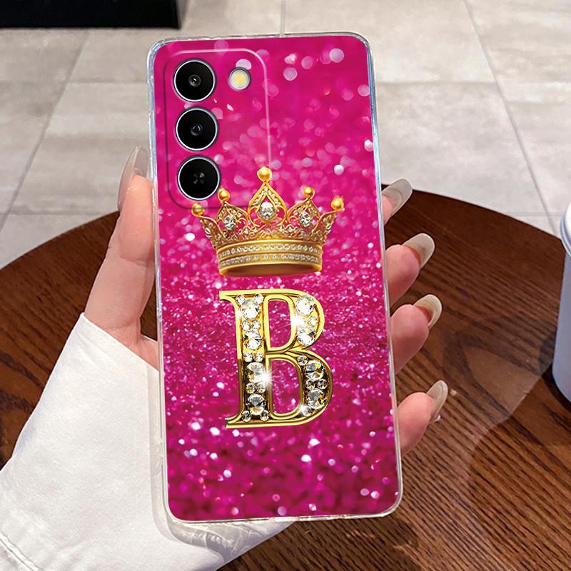 Case For Realme C83 5G/P4 Lite 5G Transparent TPU Silicone Shockproof Soft Casing Beautiful Crown Letters Pattern Couple Shell