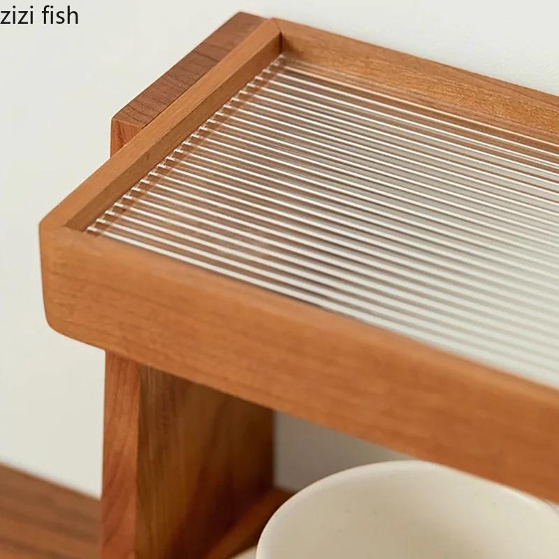 Multi Layer Storage Rack Wooden Acrylic Storage Tray Cup Storage Shelf Display Rack Decorative Rack Kitchen Storages Container