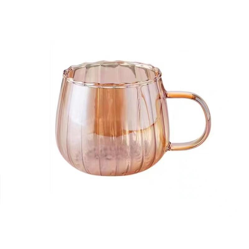 Striped Petal High Borosilicate Glass Cup - Ideal for Milk, Juice, or Coffee