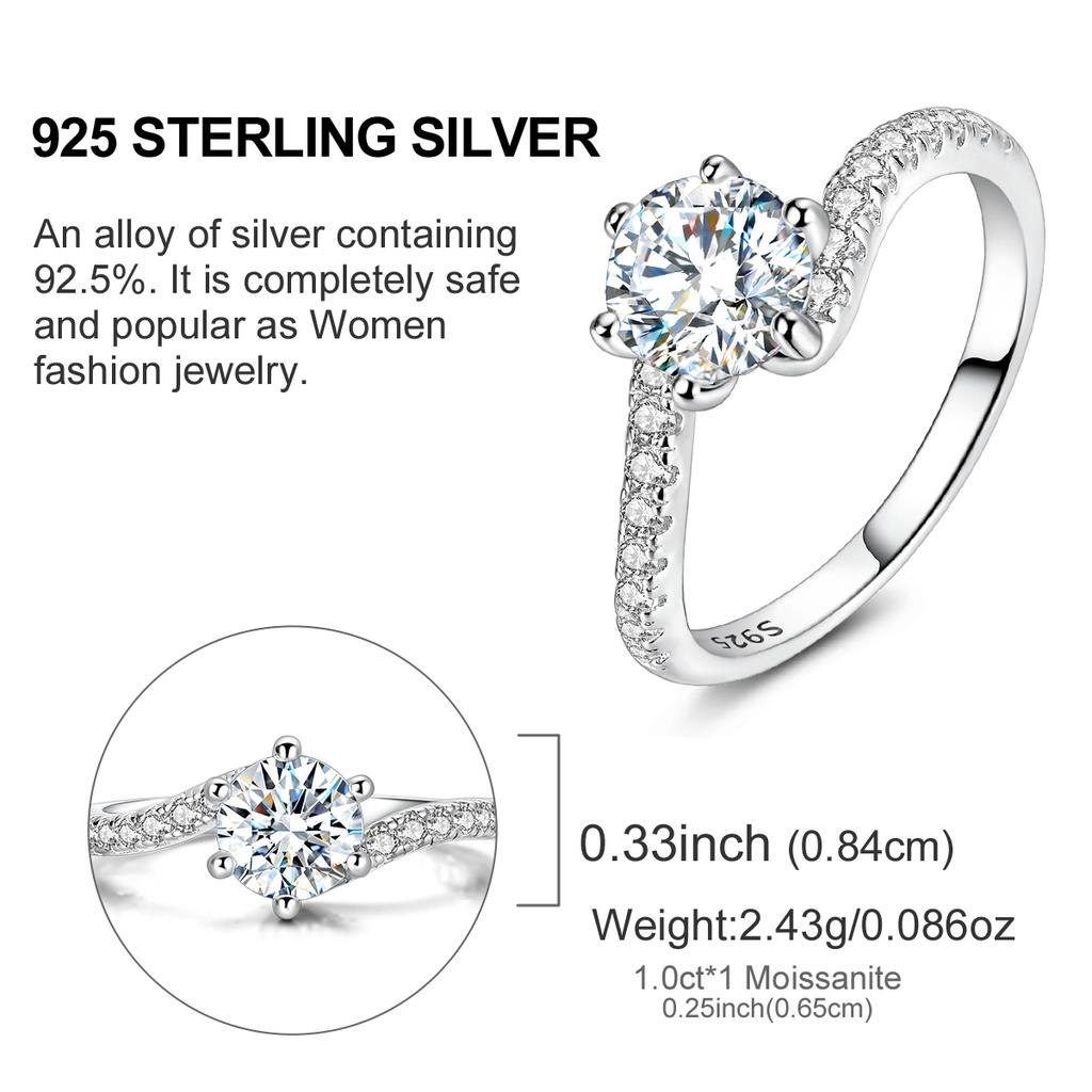 Genuine Moissanite Ring Design For Women Shining Wedding Eternity Bands Genuine Copper 1Ct Stone Match Timeless Jewelry Creation Present Choice