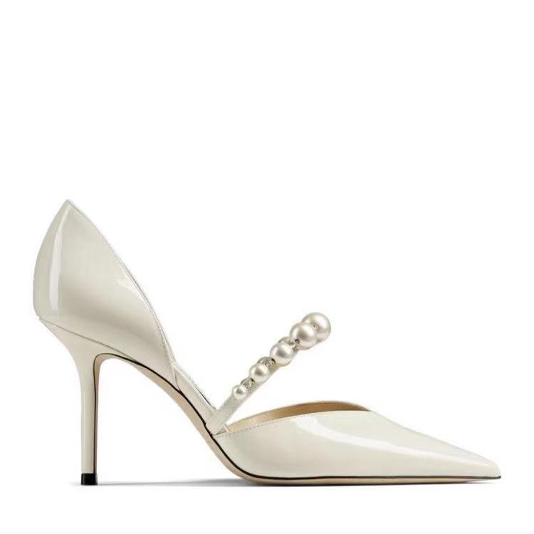 Fashion Star-Style Luxury Pearl Rhinestone Patent Leather Pointed-Toe High Heels For Women Women'S Party Wedding Shoes