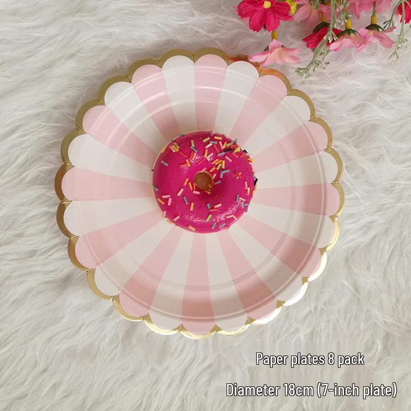 OIMG Disposable Hot Stamping Pink Paper Plates
