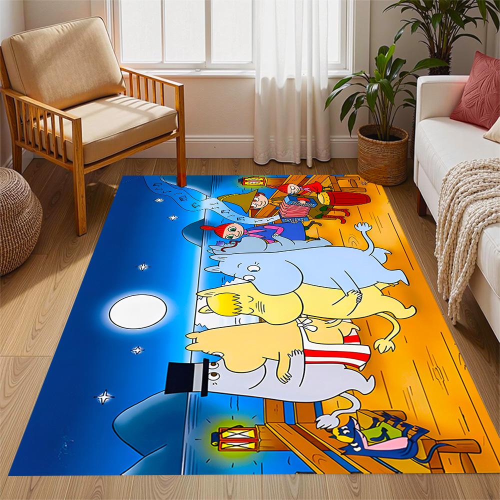 Tappeti Antiscivolo a Tema Avventura della Famiglia Moomin - Arredamento per la Casa in Poliestere, Adatti per Camere da Letto, Soggiorni, Ingressi, Studi e Decorazioni