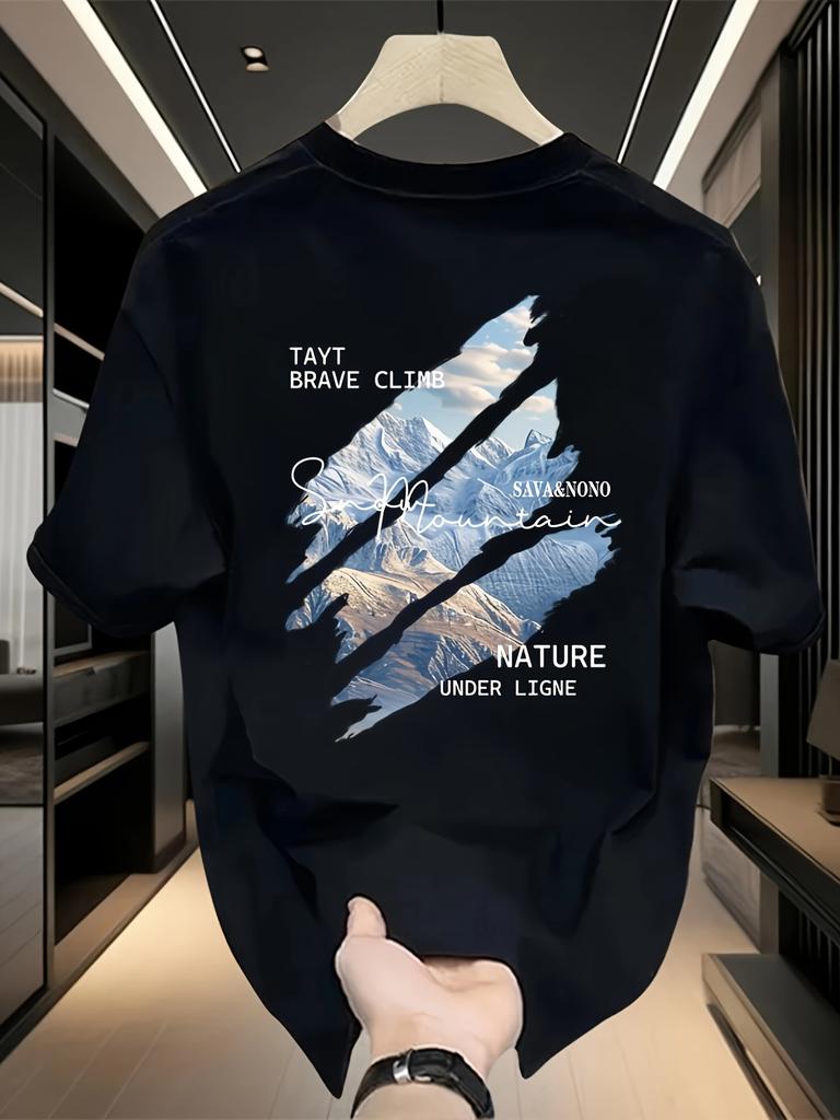 Mens Heavyweight Cotton Graphic TShirt  Casual Summer Short Sleeve TShirt Regular Fit Crew Neck Perfect for Casual Wear