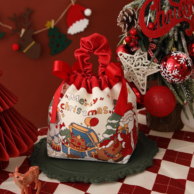 Christmas Gift Bag Cute Snowman Elk Santa Claus Fabric Apple Storage Bag New Year Children'S Candy Handbag 2026 Christmas Decor