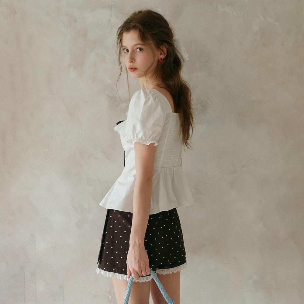 CEST MOIDEW Cest_Slim Ribbon Puff Sleeve Blouse